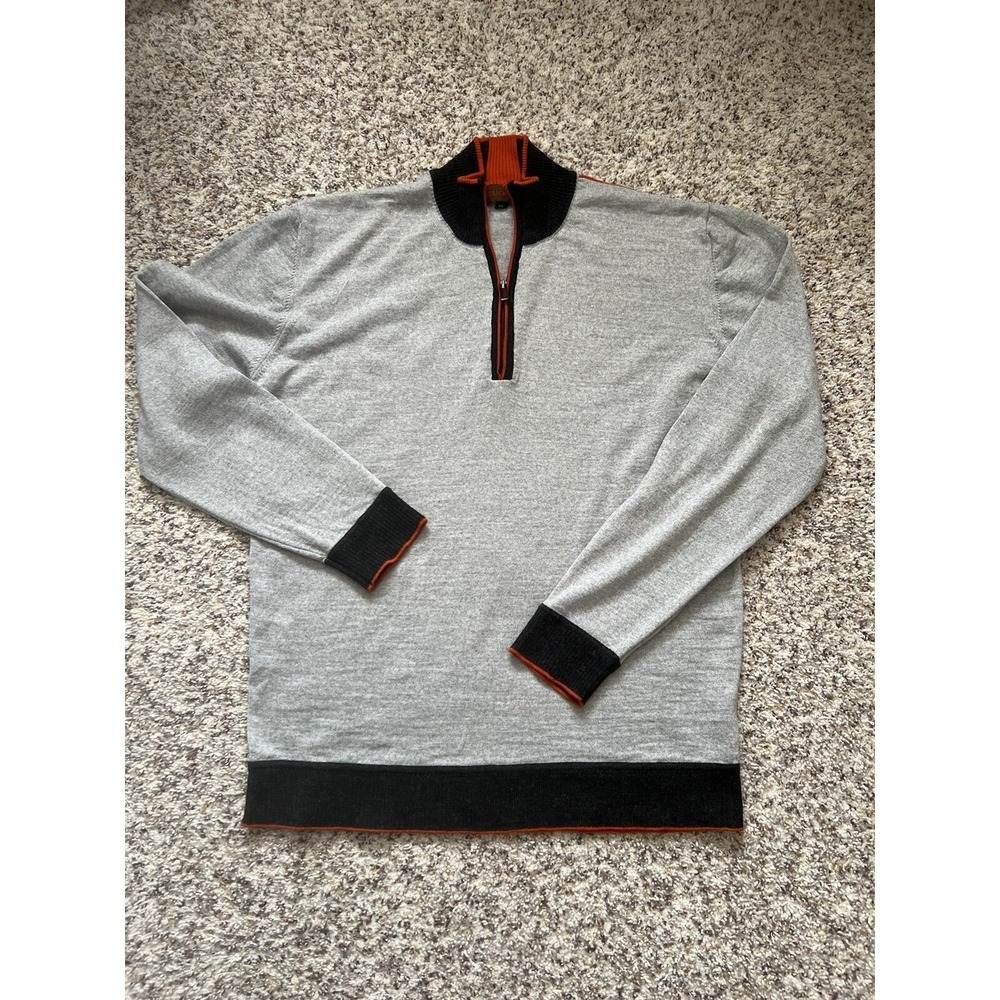 Merino Wool Blend Sweater Mens Sz 56 EU Gray 1/4 Zip Patrick James Classic Golf